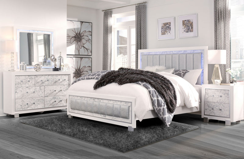 Santorini - Queen Bed - Metallic White
