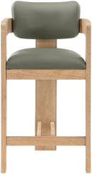 Sacha - Vegan Leather Upholstered Counter Stool With Natural Base