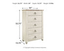 Willowton - Five Drawer Chest - Brown / Beige / White