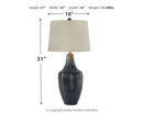 Evania - Metal Table Lamp  - Indigo