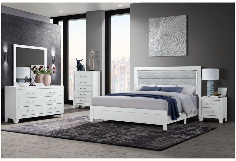 Luccia - 5 Piece Queen Bedroom Set With LED - White