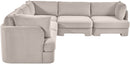 Hammond - Velvet Performance Fabric Upholstered 5 Piece Corner Sectional