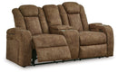 Wolfridge - Power Reclining Loveseat With Console /Adj Hdrst - Brindle