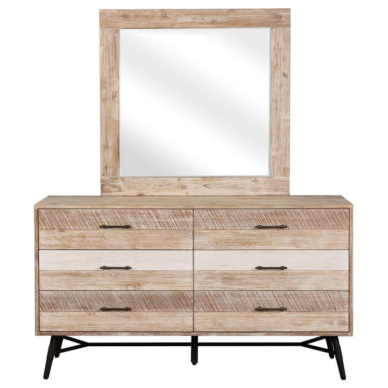 Marlow - 6-Drawer Dresser With Mirror - Rough Sawn Multi