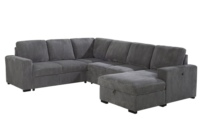 U2660 - Sectional With Pullout - Gray