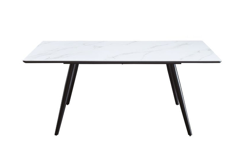 Caspian - Dining Table - White Printed Faux Marble Top & Black