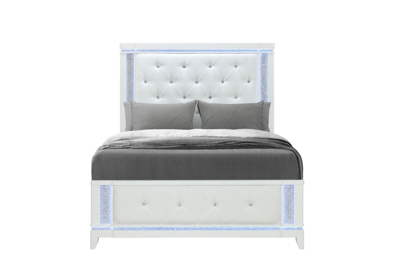 Alina - Queen Bed With LED - White