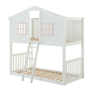 Rohan Cottage - Twin Over Twin Bunk Bed - White & Pink
