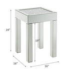 Noralie - 16" Square End Table With Glass Top - Mirrored & Faux Diamonds