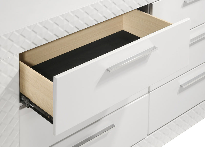 Ives - 6-Drawer Dresser And Mirror - White High Gloss