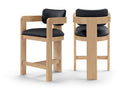 Sacha - Vegan Leather Upholstered Counter Stool With Natural Base