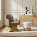 Marlowe - Linen Textured Fabric Upholstered Swivel Accent Chair - Stained Natural