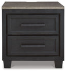 Foyland - Two Drawer Night Stand - Black / Brown