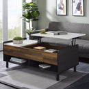 Axel - Coffee Table With Lift Top - White Printed Faux Marble Top, Walnut & Black