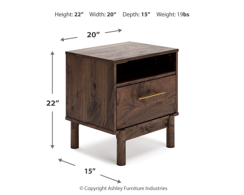 Calverson - Mocha - One Drawer Night Stand - Medium