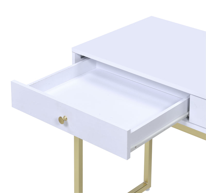 Coleen - Vanity Desk - White & Brass Finish