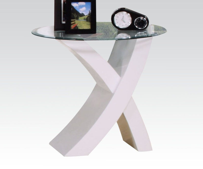 Pervis - End Table - Clear Glass & White