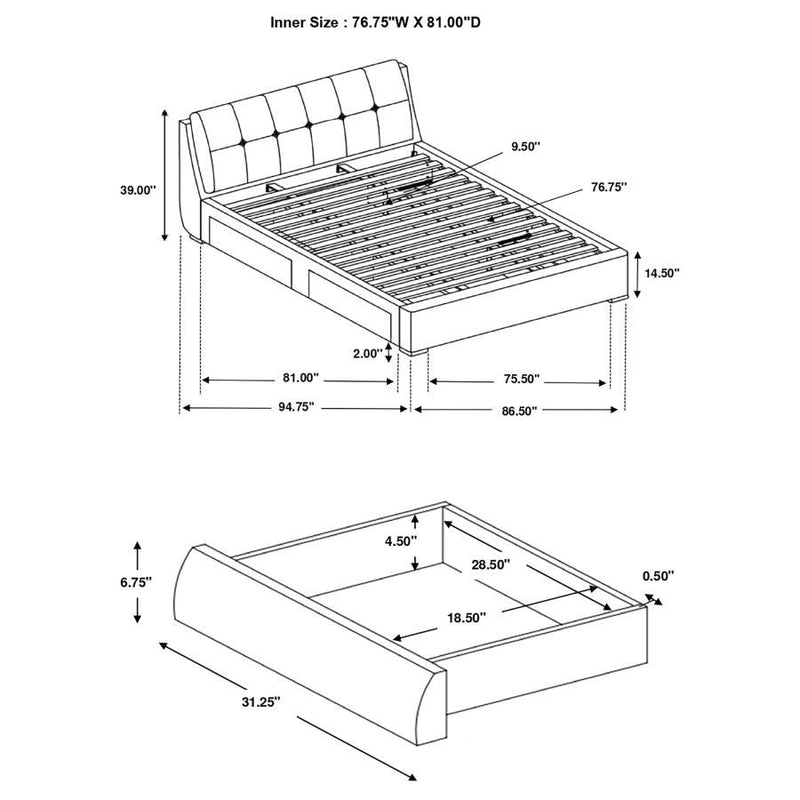 Fenbrook - Tufted Upholstered Storage Bed