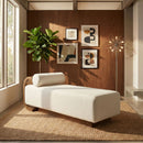 Zephyr - Linen Textured Fabric Upholstered Chaise - Painted Brown Walnut Base