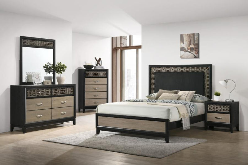 Valencia - 6-Drawer Dresser With Mirror - Light Brown And Black