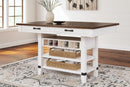 Valebeck - 5 Pc. - Counter Table With Wine Rack, 4 Swivel Stools - White / Brown