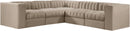 Rummi - Symmetrical Velvet Performance Fabric Upholstered 5 Piece Modular Sectional