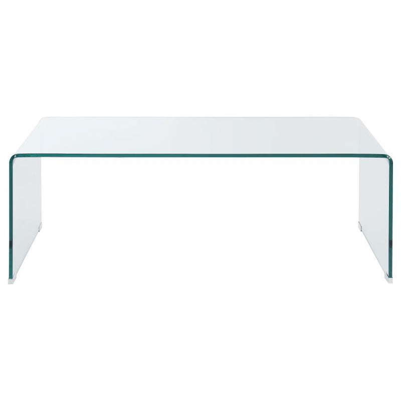 Ripley - Rectangular Tempered Bent Glass Coffee Table - Clear
