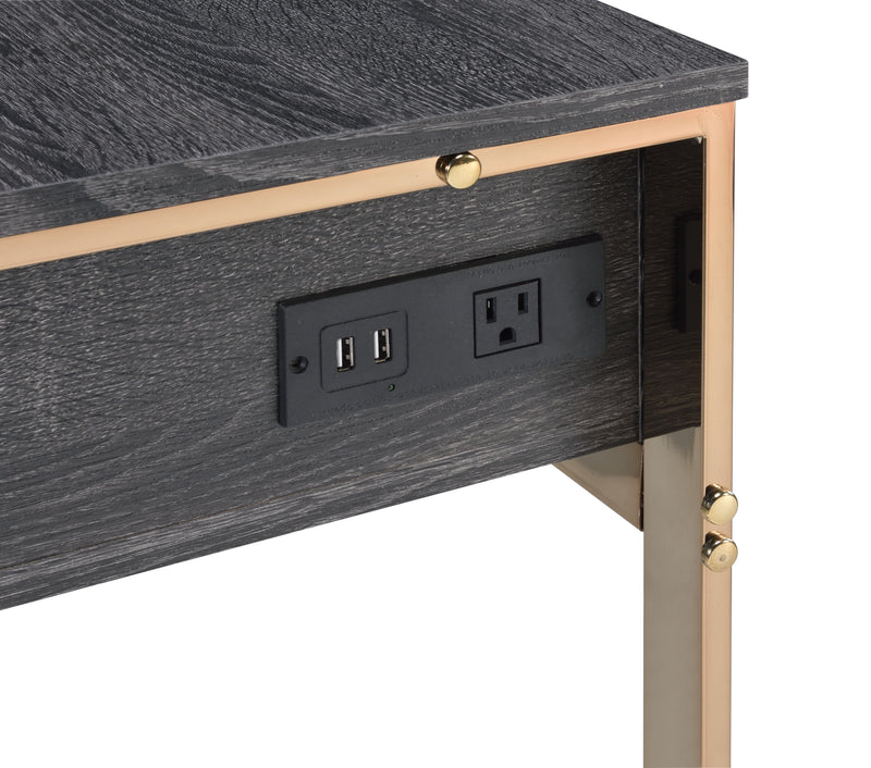 Perle - Vanity Desk - Champagne Gold & Black Finish