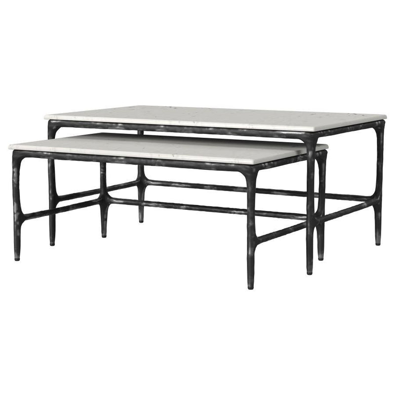 Ebby - 2 Piece Genuine Marble Top Nesting Coffee Tables - White