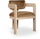 Sacha - Velvet Dining Chair With Natural Base (Set of 2) - Saddle