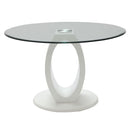 Larry - Glass Top Round Dining Table - White High Gloss