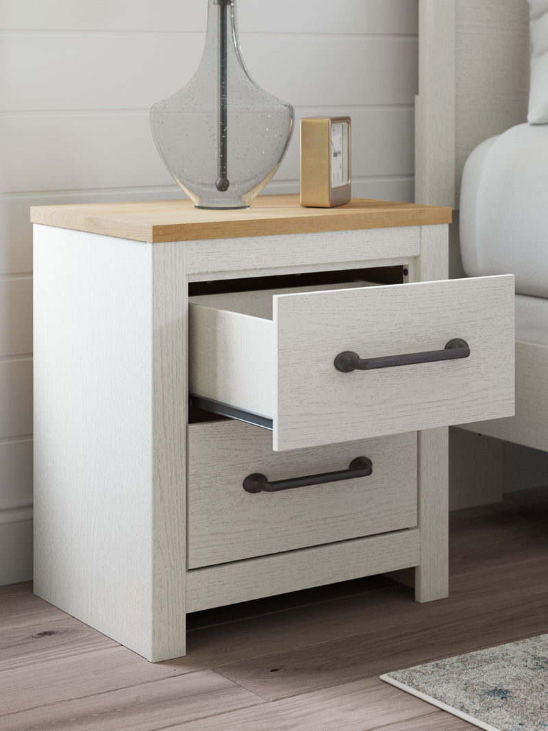 Linnocreek - White / Warm Brown - Two Drawer Night Stand