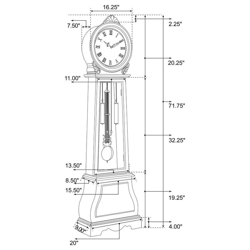 Narcissa - Grandfather Clock With Adjustable Chime - Brown Red