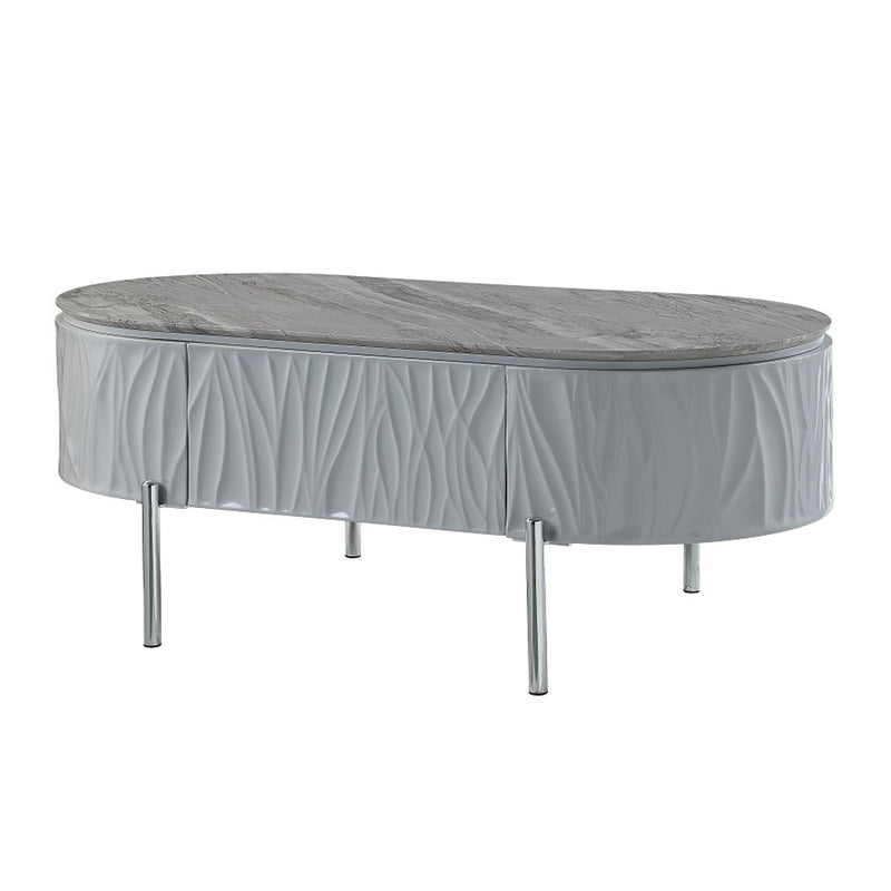 Yukino - Coffee Table - Gray High & Chrome