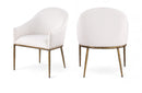 Ferro - Linen Textured Performance Fabric Upholstered Dining Arm Chair - Cream / Brushed Gold