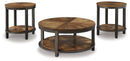 Roybeck - Occasional Table Set (Set of 3) - Light Brown / Bronze