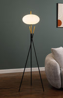 Layton - White Orb Shade Tripod Floor Lamp - Black