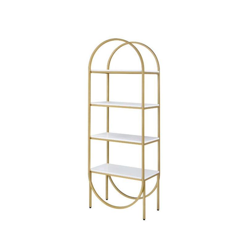 Lightmane - Bookshelf - White High Gloss & Gold