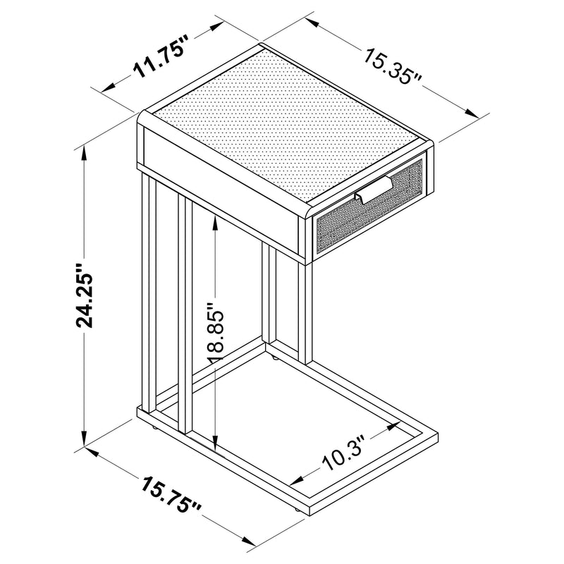 Amherst - 1-Drawer Radio Weave Cane Metal Side Table