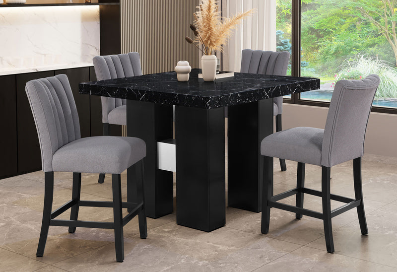 D04 Black Bar Table And Four D8685 Bar Stools - Black / Gray