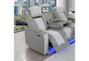 U8000 - Power Reclining Sofa With Power Headrest, Dropdown Table With Wood Trim & Reading Light & LED Light - Gray