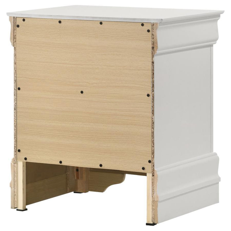 Louis Philippe - 2 Drawers Nightstand Bedside Table - White