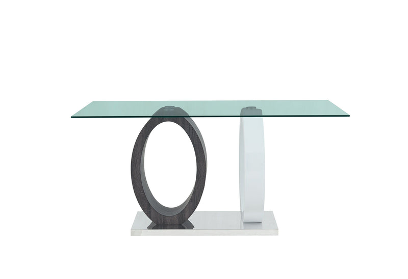 D1628 - Dining Table - Silver / White / Clear