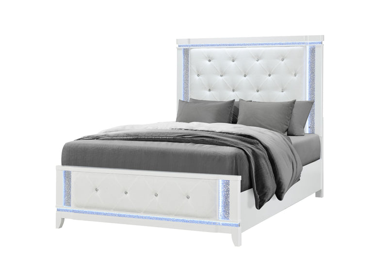 Alina - Queen Bed With LED - White