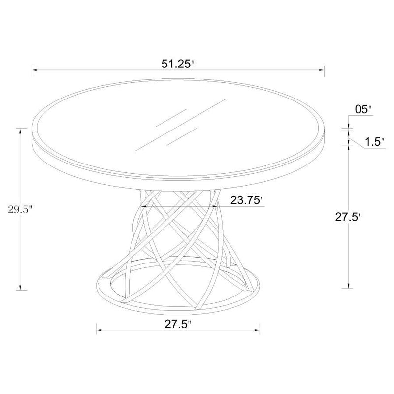 Irene - Round Glass Top Dining Table - White And Chrome