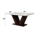 Forbes - Dining Table With Marble Top - White Marble Top & Walnut