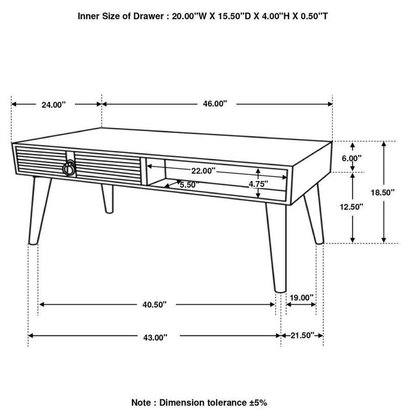 Zabel - 1-Drawer Rectangular Mango Wood Coffee Table - Natural