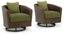 Horizon Hall - Swivel Lounge With Cushion - Brown / Green