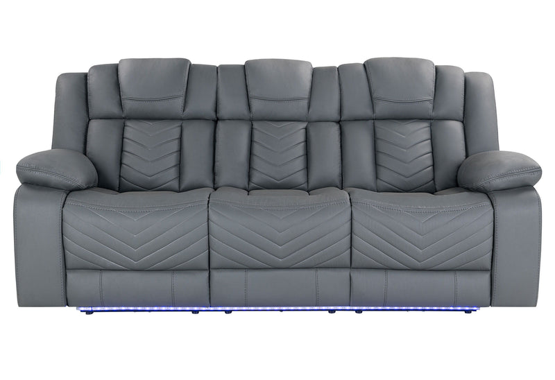 U7068 - 10 Power Reclining Sofa / Power Console Reclining Loveseat With LED - Gray