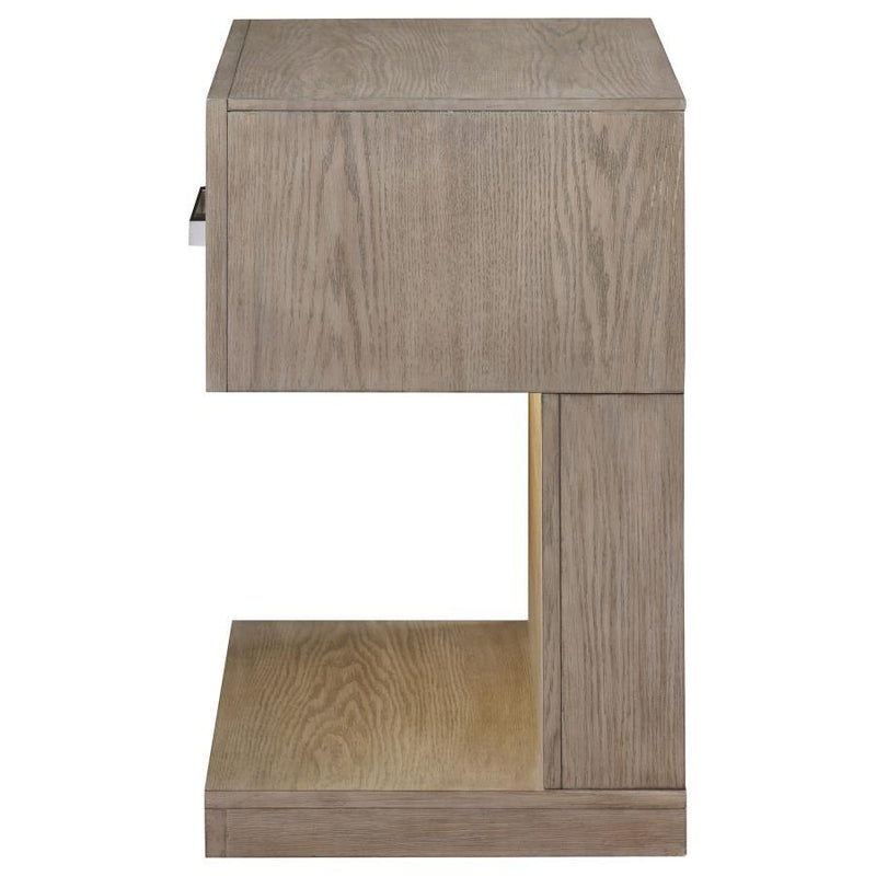 Kenora - 1 Drawers Nightstand Bedside Table - Barley Brown